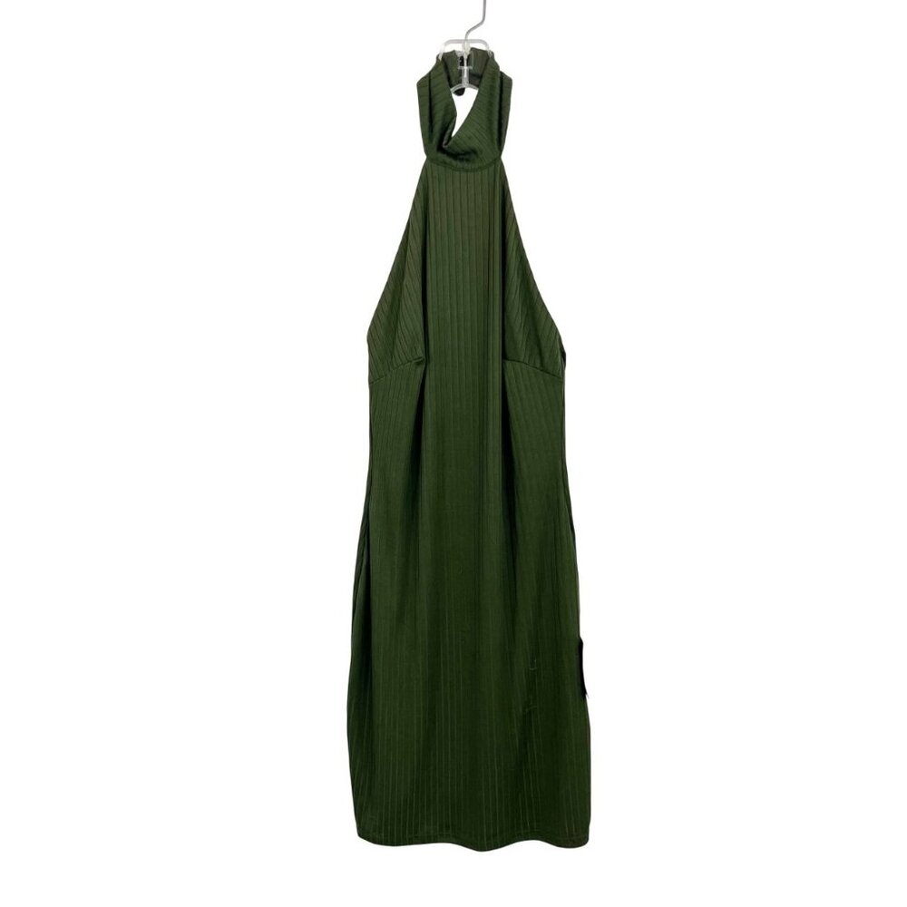 NEW Lulus Green Ribbed Sleeveless Halter Bodycon Mini Dress Open Back - Size Sma